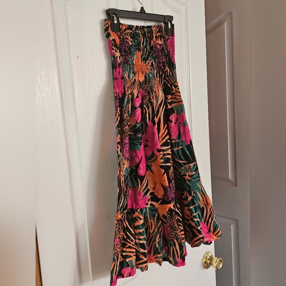 Moda International Floral Tub Top Dress with Pink and Orange Hues - Picture 5 of 8